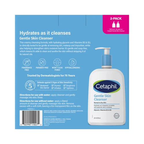 Cetaphil Gentle Skin Cleanser, Dry to Normal Sensitive Skin, 20 fl oz, 2-count